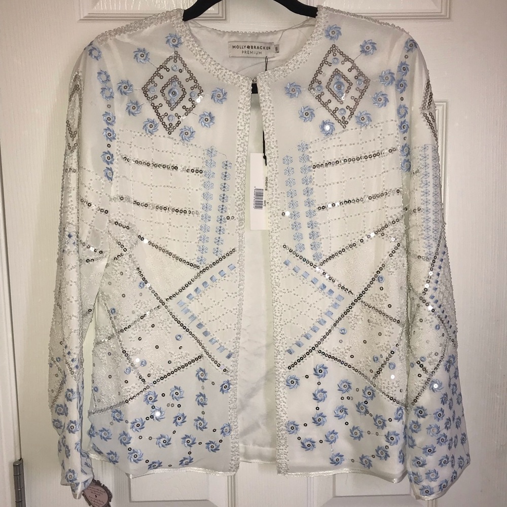 White sequin and beaded jacket